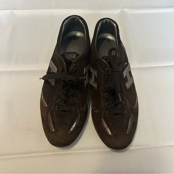 Hogan Brown Suede Leather Low Top Sneakers Shoes Women's Size US 6 - Image 3