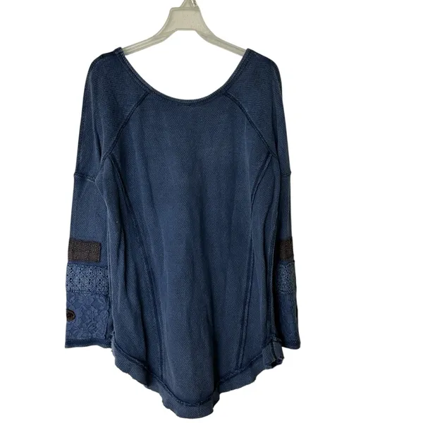 Free People You Don't Own Me Henley Thermal Sweater M boho - Image 3
