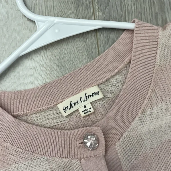 For Love & Lemons Cardigan striped knit womens Pink Cream (small) lightweight - Image 2