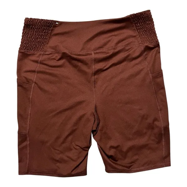 Maurices Luxe Pocket 8in Biker Brown Shorts Size L Super High Rise Stretch - Image 4