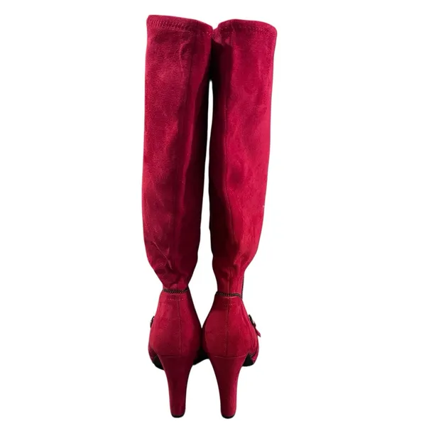 Impo Scarlet Red Tall‎ Suede 5418371 Boots Women's Size 9 M Heels Knee High - Image 5