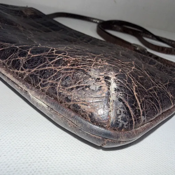 Vintage Y2K 90s Brighton Crocodile Leather Croc Wallet Organizer Crossbody Purse - Image 11