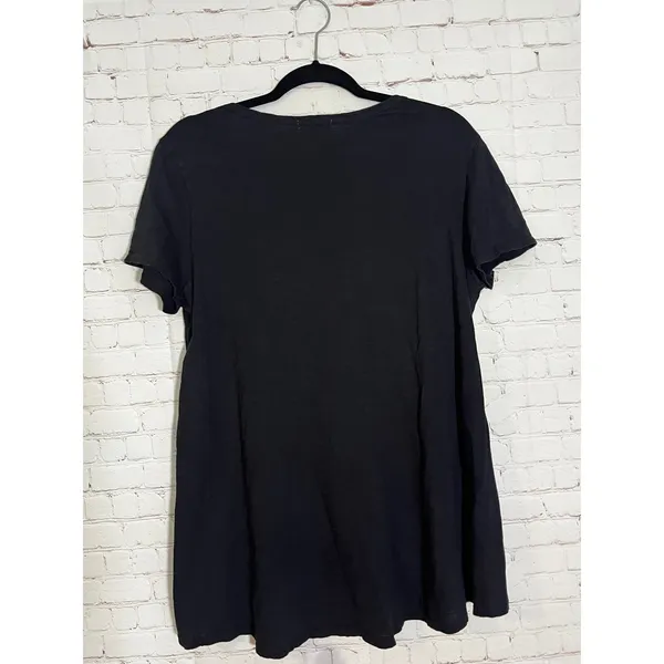 Fresh Produce Luna Top Black Cotton Slub Scoop Neck Tee XXL 22072 Made in USA‎ - Image 3