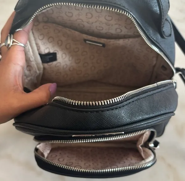 GUESS Black Mini Backpack | Silver Logo Plaque | Y2K Minimal Chic - Image 5