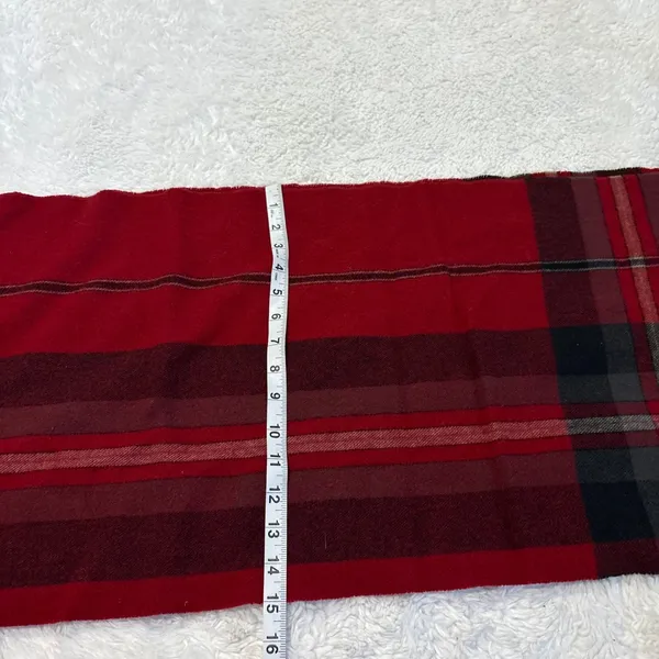 Banana Republic Multicolor Plaid Wool Fringe Rectangle Scarf Christmas Holiday - Image 3
