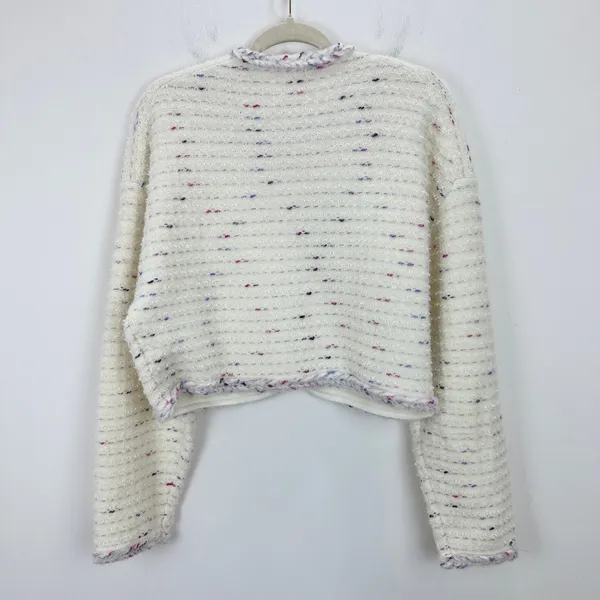 J.Crew Cropped Lady Jacket Marled Yarn Heather Ivory Wool Blend Preppy M NWT - Image 10