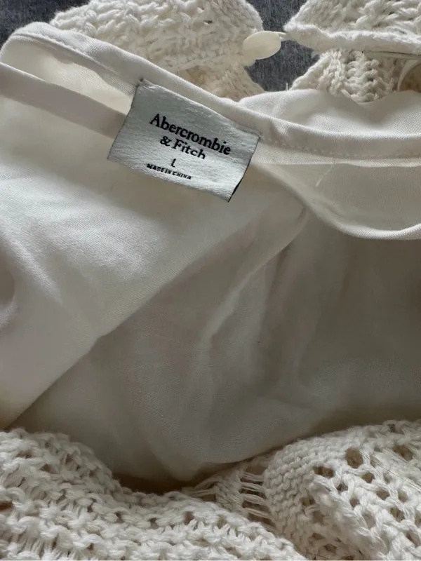 Abercrombie & Fitch Women’s White Crochet Lace Mini Dress Size Large Boho - Image 6