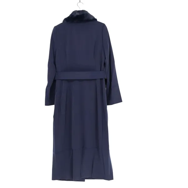 Naked Wardrobe The Statement Trench Coat Womens Medium Navy Fur Shawl Collar - Image 3