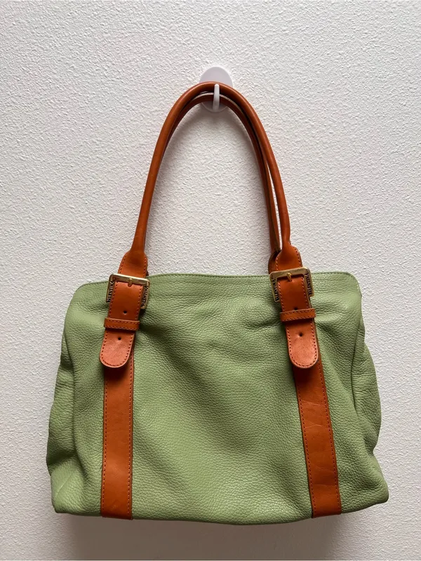 Valentina Italia Pistachio Green Pebbled Leather Handbag - Image 2