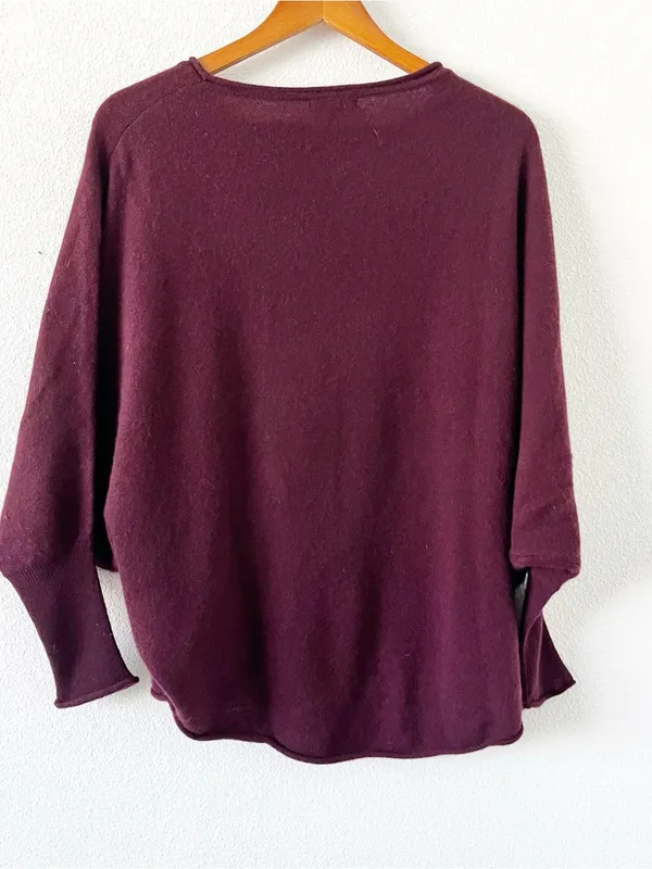 Quince Mongolian Cashmere Batwing Burgundy Oversized Dolman Sweater - Image 8