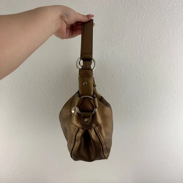 Vintage Y2K Metallic Copper Brown Studded Slouchy Hobo Shoulder Bag - Image 3