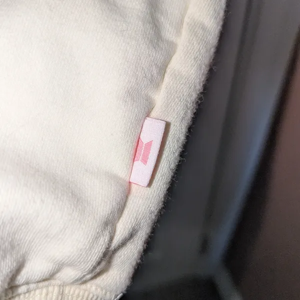 Official BTS Boys with Luv Sweater Medium Cream/Pink - Image 3