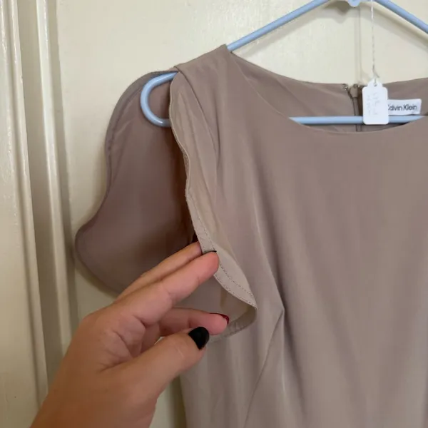 Calvin Klein Beige Shirt Sleeve Ankle Length Jumpsuit NWT Size 6 - Image 3