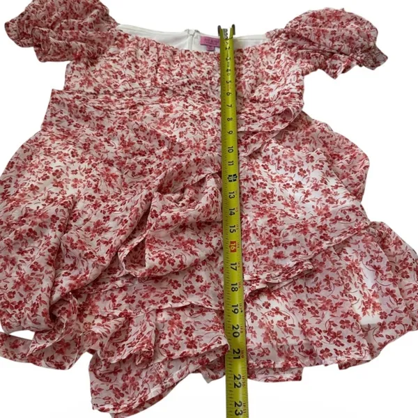 Mi Ami Francesca's Red Floral Ruffle Tiered Romper Size Medium | 0146 - Image 8
