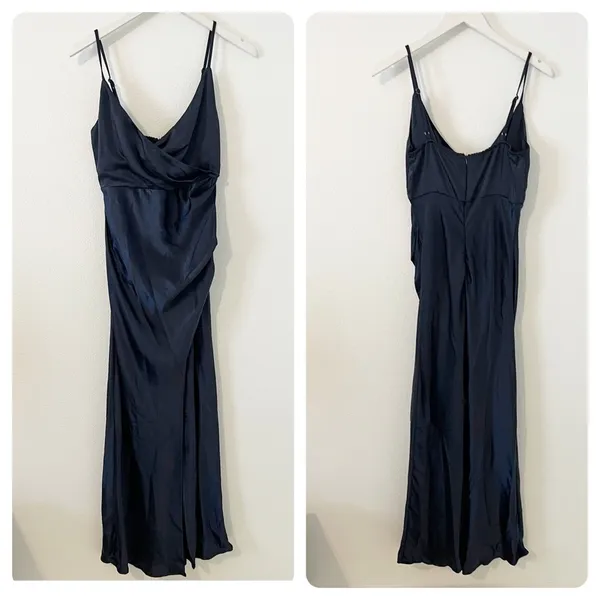 NWTBilly J Elsa Midi Dress Navy Satin Bridesmaids Formal Size AU 10 / US 6 - Image 3