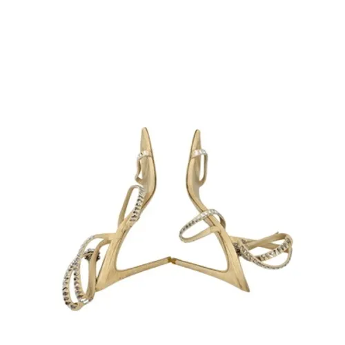Stuart Weitzman Crystal Embellished Strappy Sandals Beige Suede Heels Size 8B - Image 8