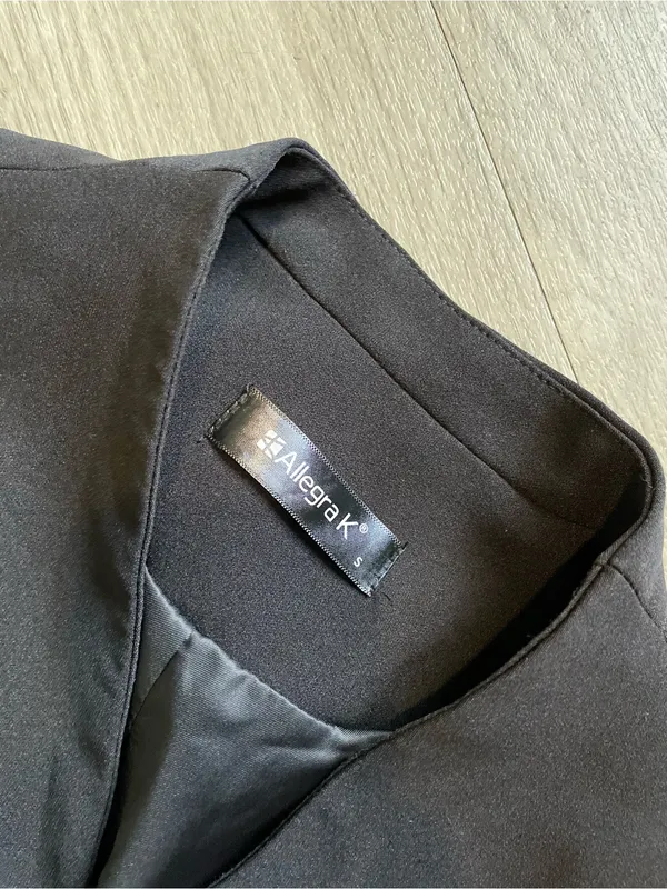 Allegra K Black Tailored Peplum Blazer - Image 2