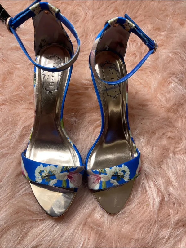 Ted Baker London Blue Floral Ankle-Strap Stiletto wedding quest Heels size 39 - Image 5