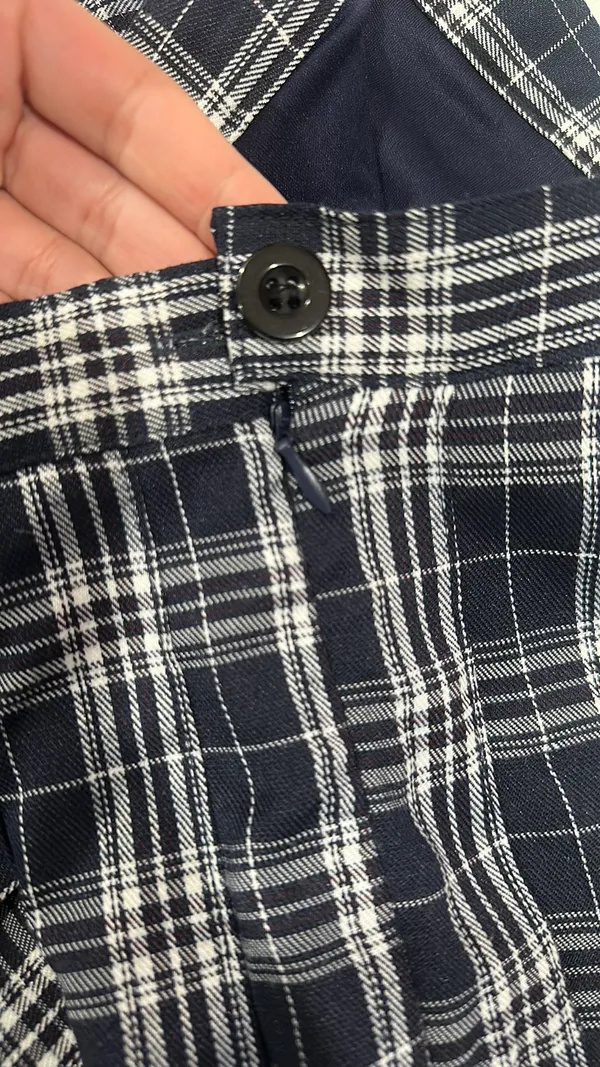 Plaid Pleated Skirt Blue Size XS - Image 2