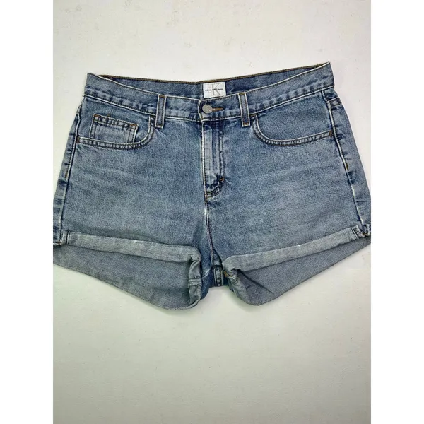 Calvin Klein 1990's women’s Omega Side Slit SZ 6 denim shorts wash double stone - Image 8