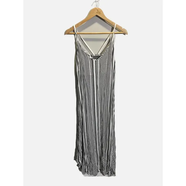 Michael Stars Reversible Midi Dress Womens XS Black White‎ Striped V-Neck Casual - Image 3