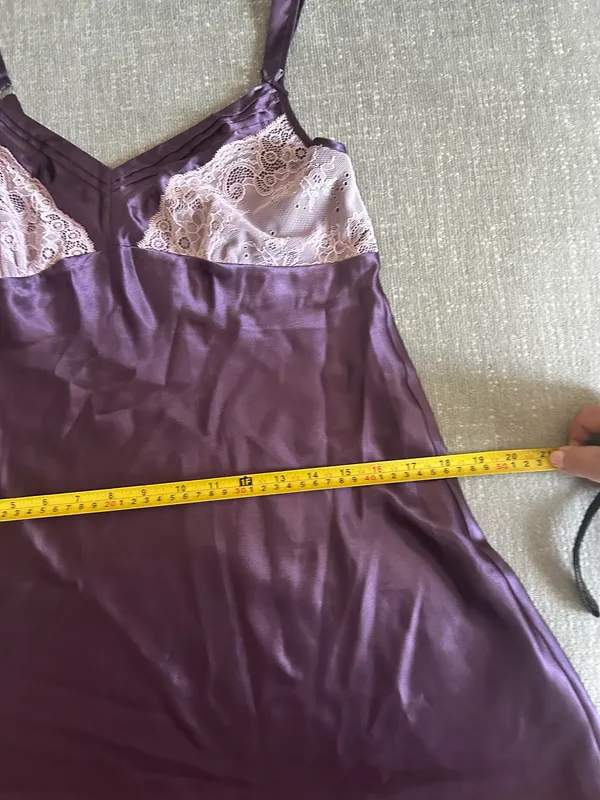 Vtg 90s Y2K Jones New York Purple Satin Lingerie Slip Mini Dress M Whimsigoth - Image 8