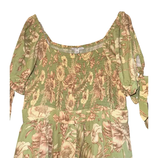 Agua Bendita Target Smocked Floral Puff Tie Sleeve Mini Dress LG‎ Tiered Cottage - Image 4