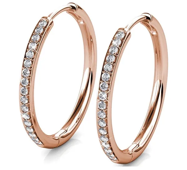 Cate & Chloe Bianca 18k Rose Gold Plated Crystal Silver Hoop Earrings - Image 5