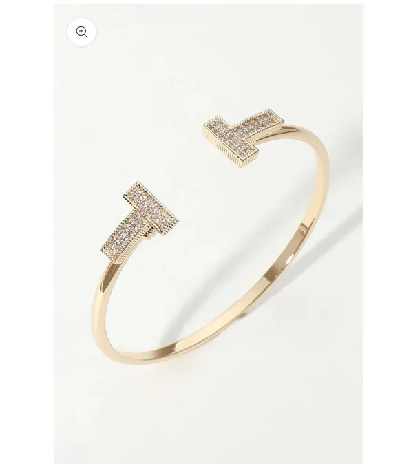 Stone Paved T Tip Cuff Bracelet - Image 3