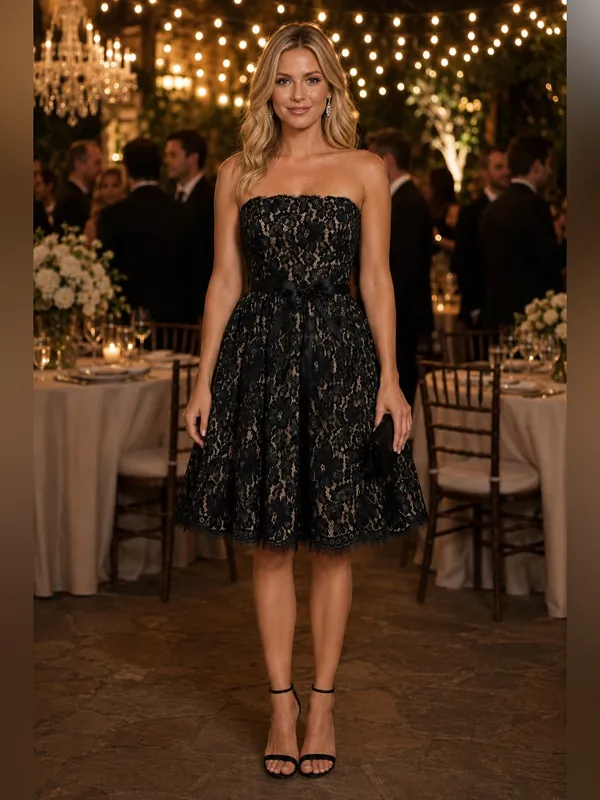 Robert Rodriguez Target Neiman Marcus Black Lace Fit Flare Cocktail Dress Bow 6 - Image 11