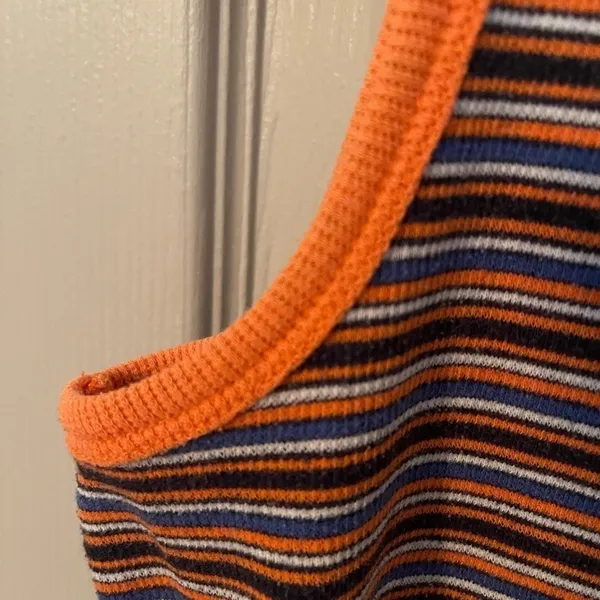 Montana Blues Striped Ribbed Tank Top. Size M. Blue orange stripes. - Image 5