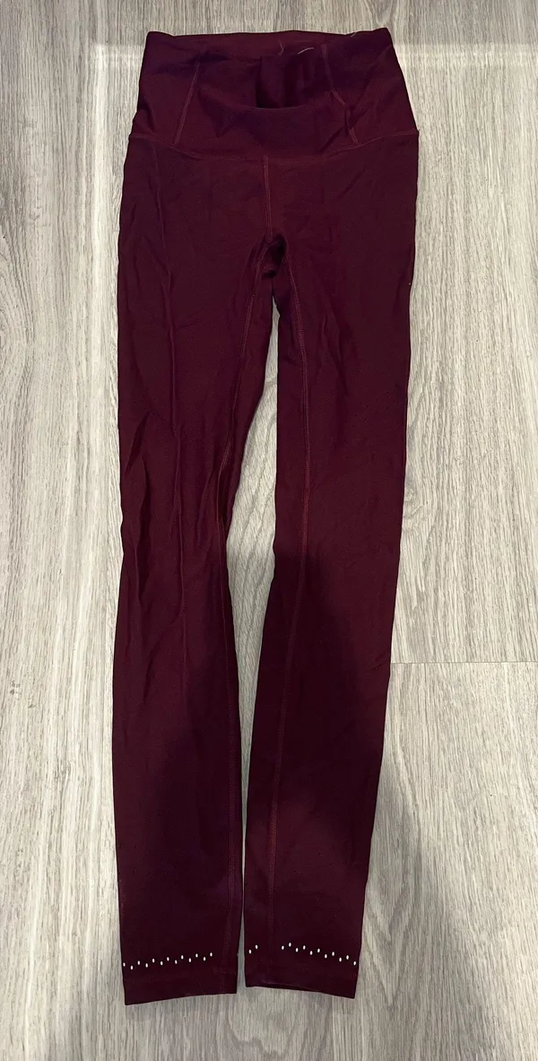 Lululemon Maroon/Plum/Burgundy Leggings with Cut Outs - Image 4