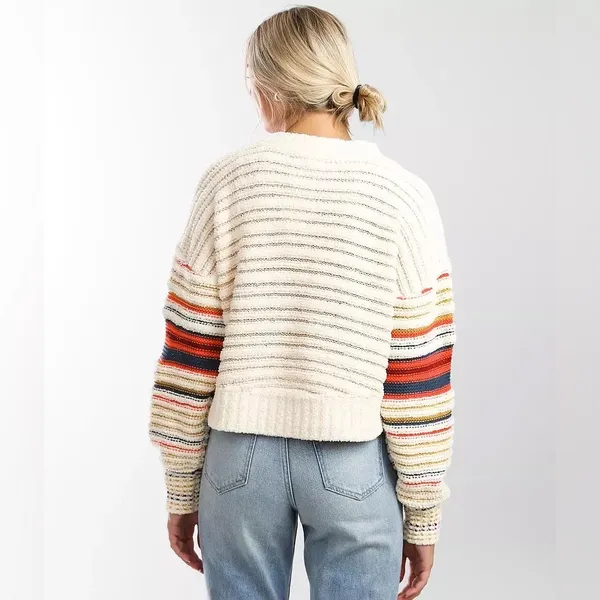 Gilded Intent Reverse Seam Striped Sweater size medium - Image 3