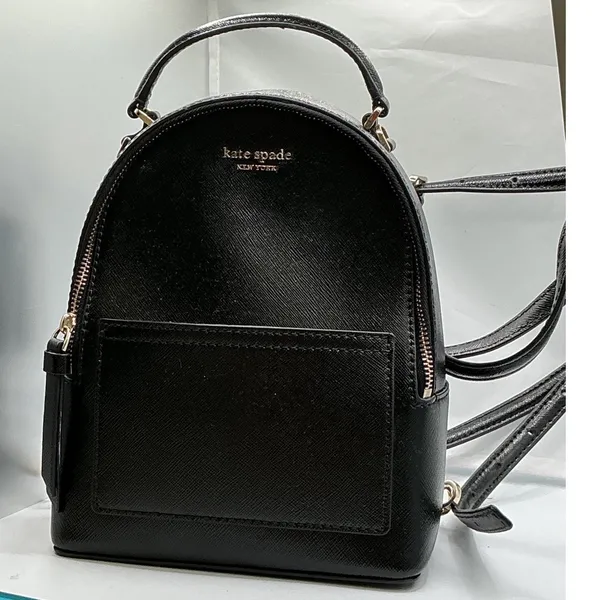 Kate Spade New York Black‎ Saffiano Leather Mini Backpack Convertible Crossbody - Image 4