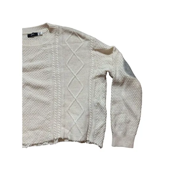 BDG ivory twist cable chunky knit‎ sweater with elbow patch sz XS - Image 5