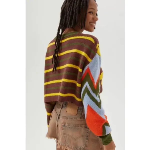BDG Urban Outfitters Cropped Graphic Sweater Womens Small Retro Pattern Knit - Image 2