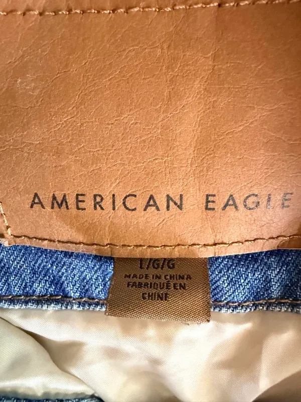 American Eagle Cream Sherpa & Denim Trucker Jacket L  - Image 4