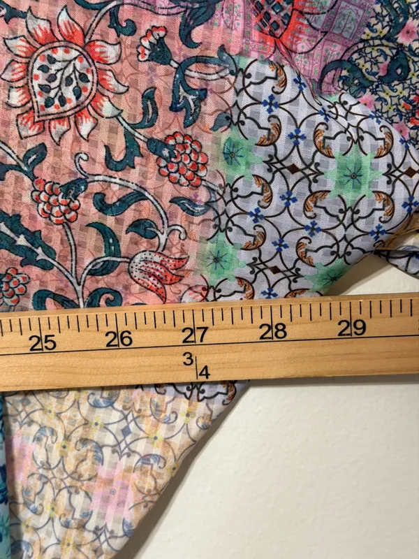 World Market Floral Boho Patchwork Open Front Kimono Cardigan one size pink blue - Image 10