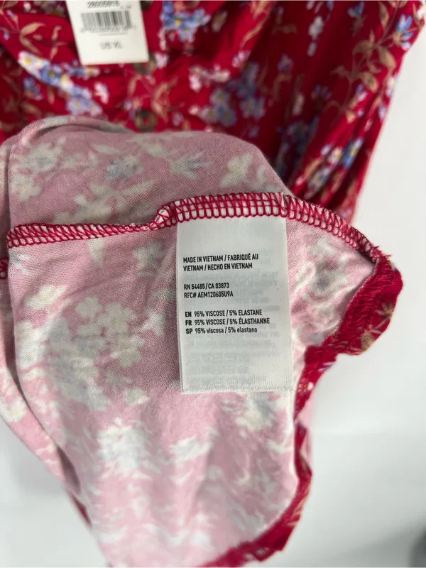 NWT American Eagle Red Floral Puff Sleeve Shift Mini Dress XL - Image 8