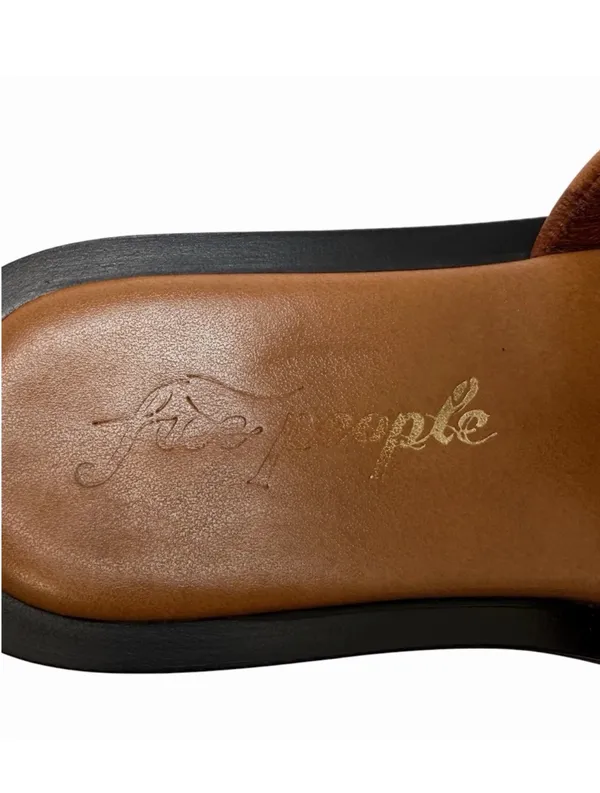 Free People Wren Leather Slide Sandals Tan Square Toe Size 7 - Image 7