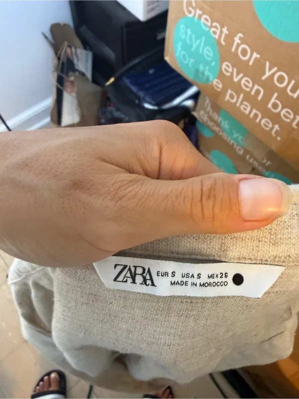 Zara Beige Linen Cropped Twist Coastal Top - Image 4