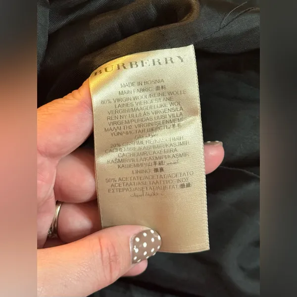 Burberry London Wool/Cashmere Button Up Trench Coat - Image 9