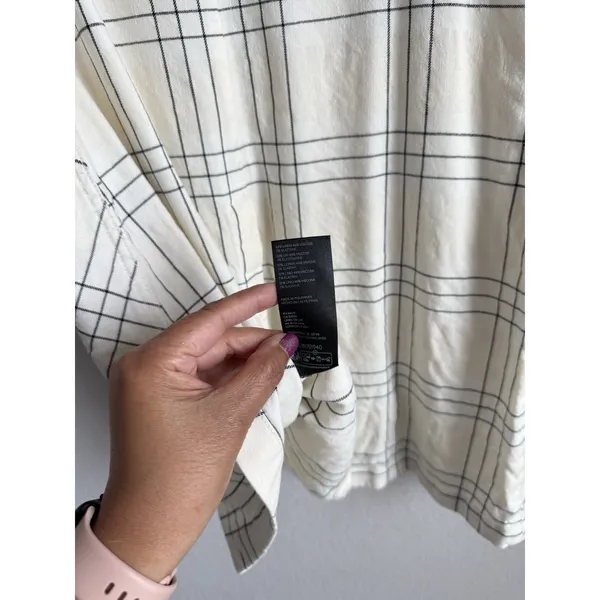 Maeve Anthropologie Long Linen Plaid Duster Vest Ivory Windowpane Academia‎ Sz 4 - Image 11