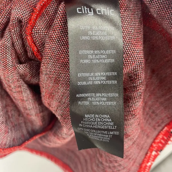 City Chic Mini Dress Herringbone Plaid Knit Square Neck Red Black Womens 12 - Image 6