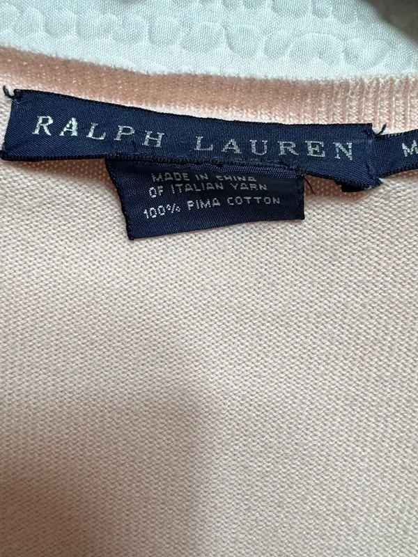Ralph Lauren Womens V-Neck Lightweight Sweater - Pale Pink - Image 2