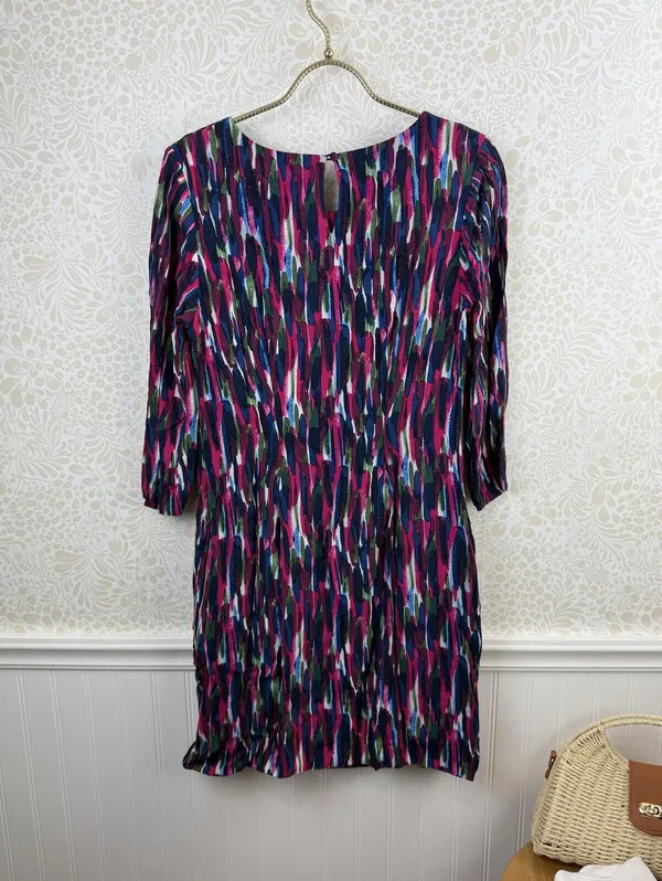 BODEN Beaufort Pink Watercolor Shift 3/4 Sleeve Dress - Size - 6 Long - Image 2