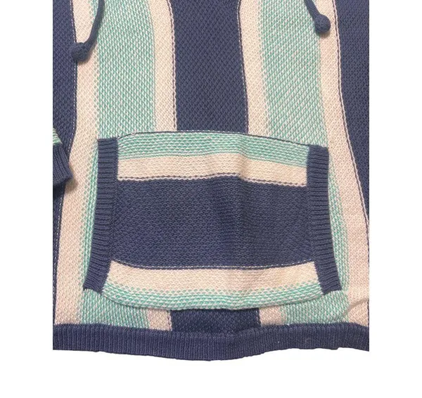 American Eagle Outfitters Striped Knit Hoodie Pullover Sweater Pocket Size M - Image 2