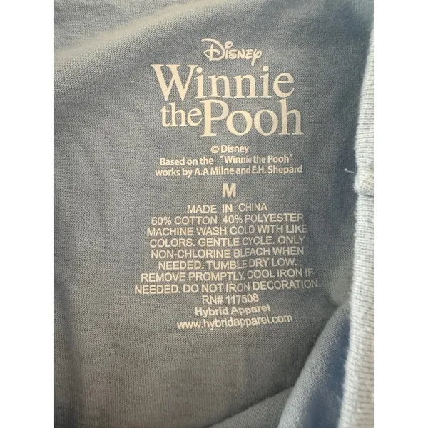 Disney Winnie the Pooh T-Shirt Women M Blue Graphic Characters Floral Botanical - Image 4