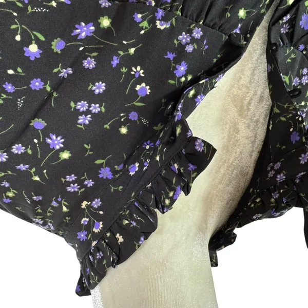 English Factory Floral Button Detail Mini Dress Black Size S - Image 9