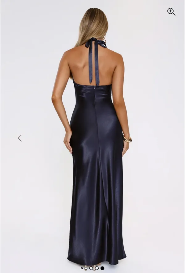 Hello Molly Navy Cutout Satin Dress - Image 3